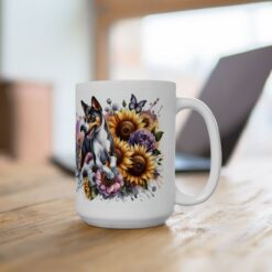 Basenji in Flowers 15oz Mug - Lifestyle