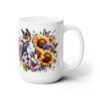 Basenji in Flowers 15oz Mug - Right