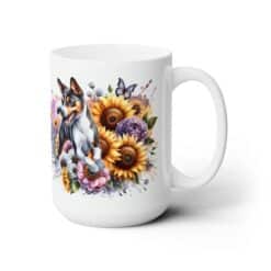 Basenji in Flowers 15oz Mug - Right