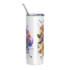 Basenji in Flowers 20oz Tumbler - Back