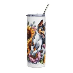 Basenji in Flowers 20oz Tumbler - Front