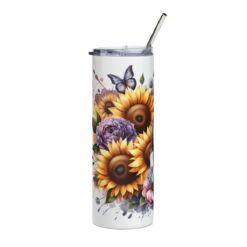 Basenji in Flowers 20oz Tumbler - Left