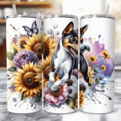Basenji in Flowers 20oz Tumbler - Lifestyle