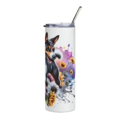 Basenji in Flowers 20oz Tumbler - Right