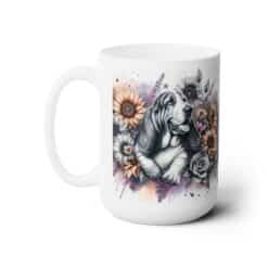 Basset Hound in Flowers 15oz Mug - Left