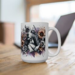 Basset Hound in Flowers 15oz Mug - Lifestyle