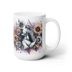 Basset Hound in Flowers 15oz Mug - Right