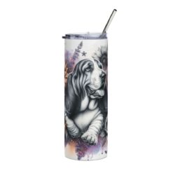 Basset Hound in Flowers 20oz Tumbler - Front