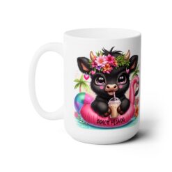 Beach Please Baby Highland Cow 15oz Mug - Left