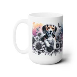 Beagle in Flowers 15oz Mug - Left