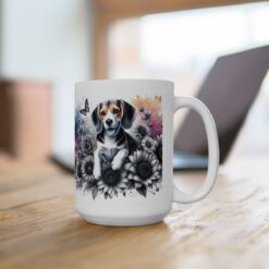 Beagle in Flowers 15oz Mug - Lifestyle