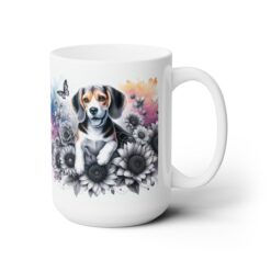 Beagle in Flowers 15oz Mug - Right