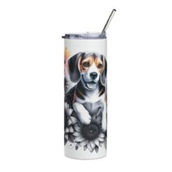 Beagle in Flowers 20oz Tumbler - Front