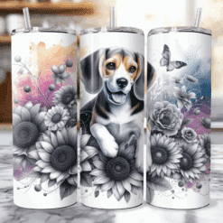 Beagle in Flowers 20oz Tumbler - Lifestyle
