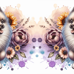 Beige Pomeranian in Flowers 15oz Mug - Render