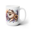 Beige Pomeranian in Flowers 15oz Mug - Right