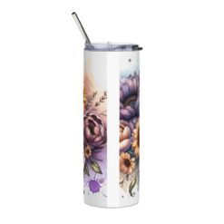 Beige Pomeranian in Flowers 20oz Tumbler - Back
