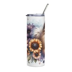 Beige Pomeranian in Flowers 20oz Tumbler - Left