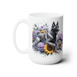 Belgian Malinois in Flowers 15oz Mug - Left