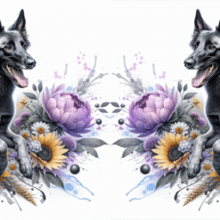 Belgian Malinois in Flowers 15oz Mug - Render