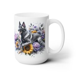 Belgian Malinois in Flowers 15oz Mug - Right