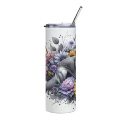 Belgian Malinois in Flowers 20oz Tumbler - Left