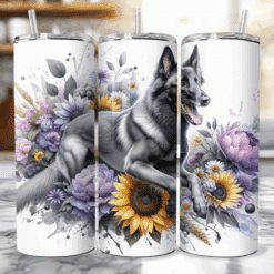 Belgian Malinois in Flowers 20oz Tumbler - Lifestyle