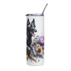 Belgian Malinois in Flowers 20oz Tumbler - Right