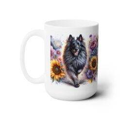 Belgian Tervuren in Flowers 15oz Mug - Left