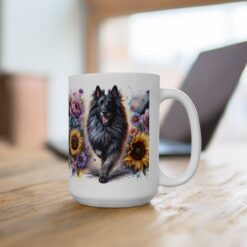 Belgian Tervuren in Flowers 15oz Mug - Lifestyle