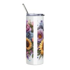 Belgian Tervuren in Flowers 20oz Tumbler - Back