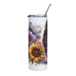 Belgian Tervuren in Flowers 20oz Tumbler - Left