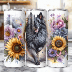 Belgian Tervuren in Flowers 20oz Tumbler - Lifestyle
