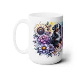 Bernese Mountain Dog in Flowers 15oz Mug - Left