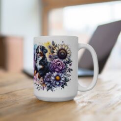 Bernese Mountain Dog in Flowers 15oz Mug - Lifestyle