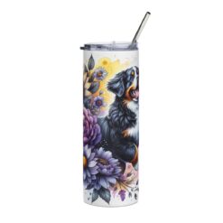 Bernese Mountain Dog in Flowers 20oz Tumbler - Front