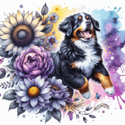 Bernese Mountain Dog in Flowers 20oz Tumbler - Render