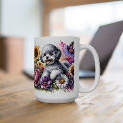 Bichon Frise in Flowers 15oz Mug - Lifestyle