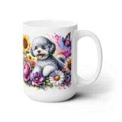 Bichon Frise in Flowers 15oz Mug - Right