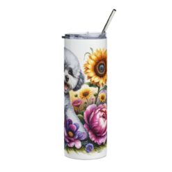 Bichon Frise in Flowers 20oz Tumbler - Right