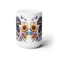 Black Poodle in Flowers 15oz Mug - Front
