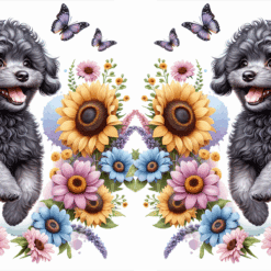Black Poodle in Flowers 15oz Mug - Render