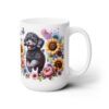 Black Poodle in Flowers 15oz Mug - Right