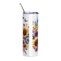 Black Poodle in Flowers 20oz Tumbler - Back