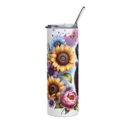 Black Poodle in Flowers 20oz Tumbler - Left