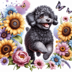 Black Poodle in Flowers 20oz Tumbler - Render