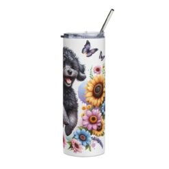 Black Poodle in Flowers 20oz Tumbler - Right