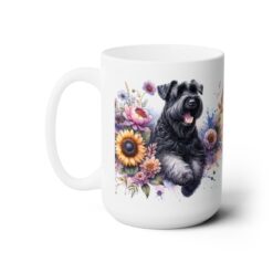 Black Russian Terrier in Flowers 15oz Mug - Left