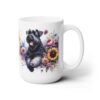 Black Russian Terrier in Flowers 15oz Mug - Right
