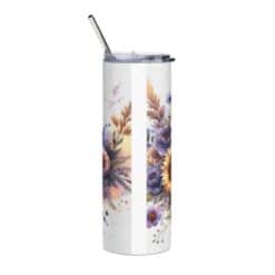 Black Russian Terrier in Flowers 20oz Tumbler - Back